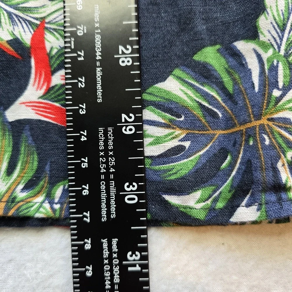 Banana Republic Shirt Mens XL Slim Linen Hawaiian Tropical Bird Of Paradise SS
